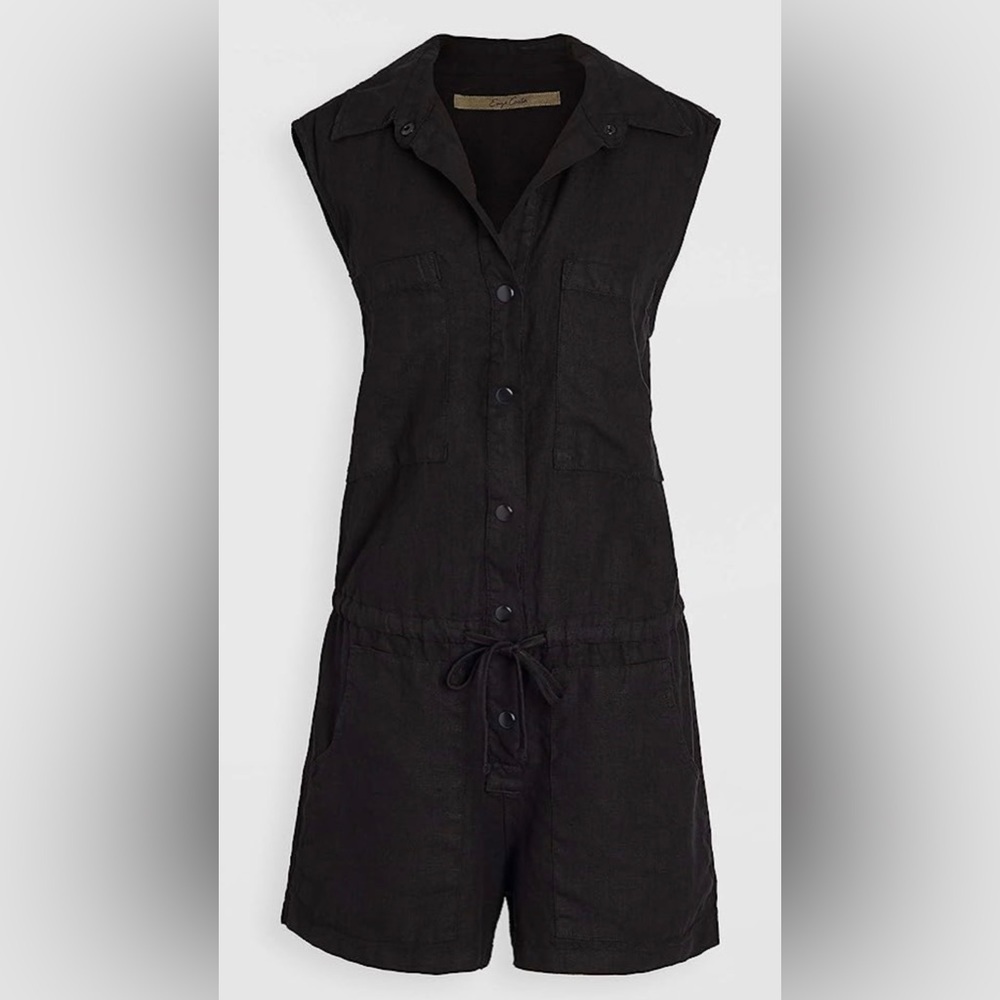 Enza Costa Handmade 100% Hemp Black Shorts Romper Playsuit, size L